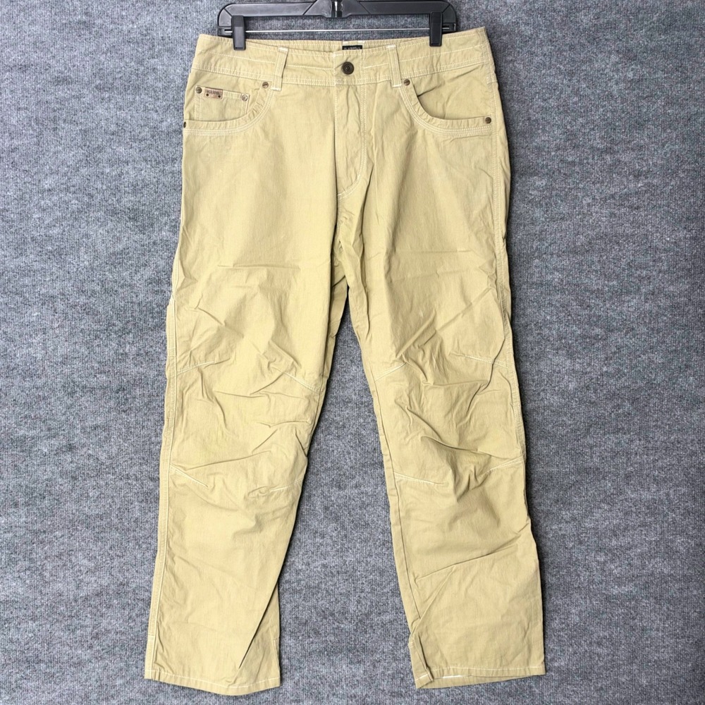 Kuhl Revolvr Pants Mens 34x30 Tan Khaki Uberkuhl Hiking Outdoor Articulated Knee